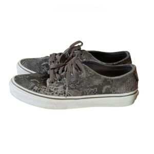 Van's Women's Off The Wall Snakeskin Print Lace Up Gray Sneakers Shoes S…